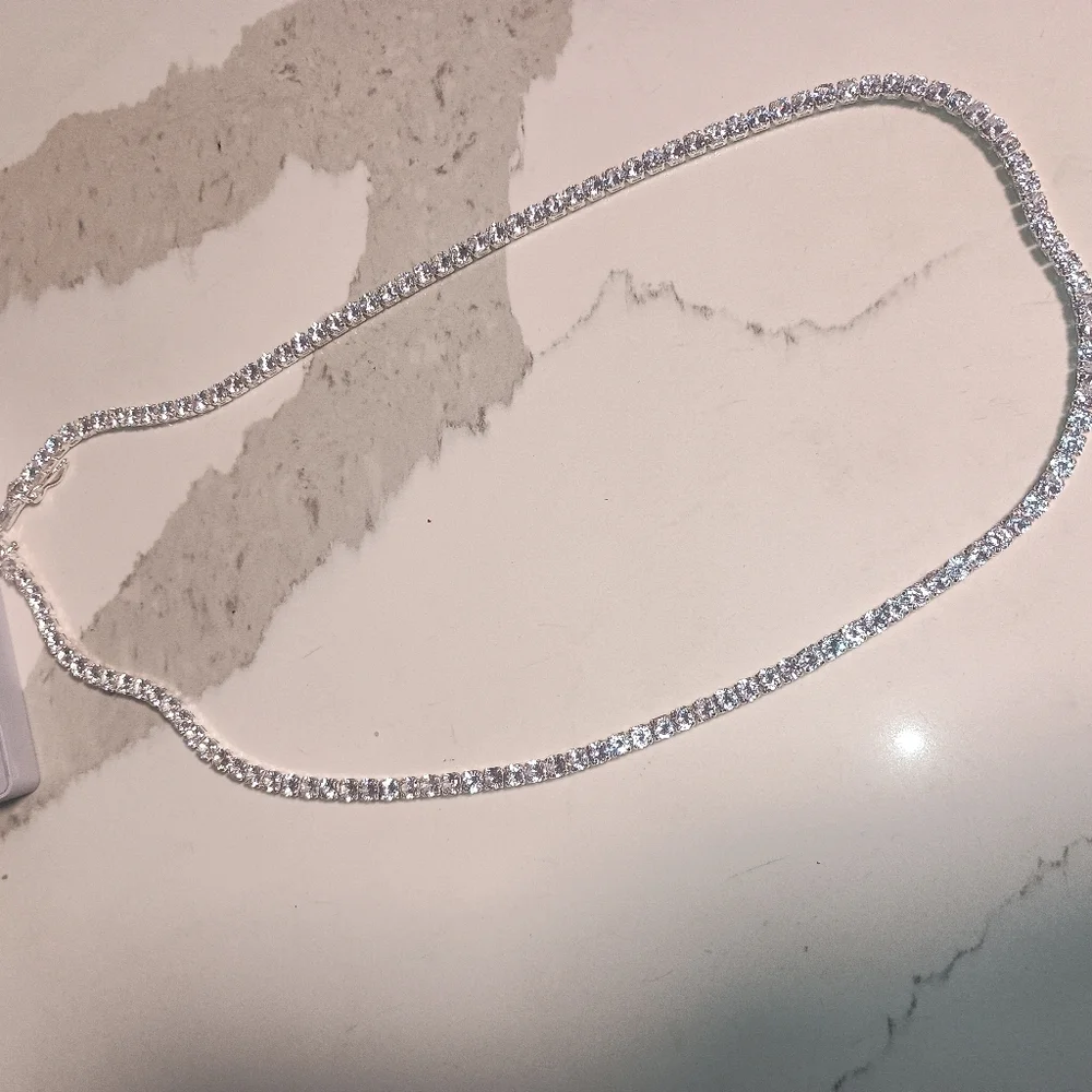 New Moissanite 21.5 Inch Tennis Necklace S 925 Sterling Silver Gorgeous Gift 🎁 - Picture 3 of 6